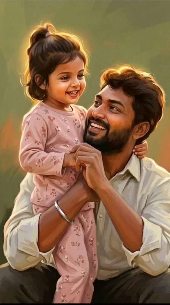 Whisper of Love – Father & Daughter Emotional Digital Painting Prompt