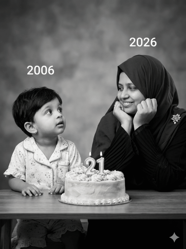 Then & Now Girl Portrait – Emotional Birthday Transformation Prompt