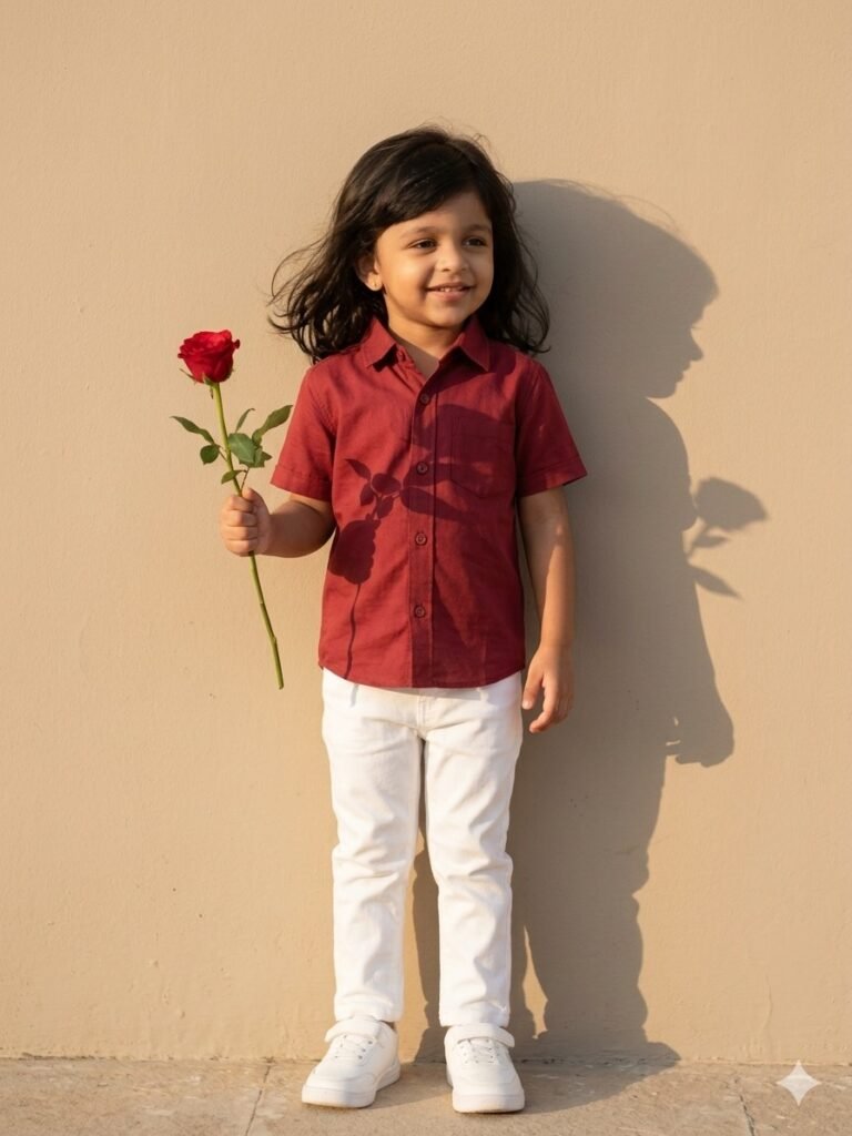 Golden Hour Child Portrait with Rose – AI Face Swap Prompt (Boy/Girl)
